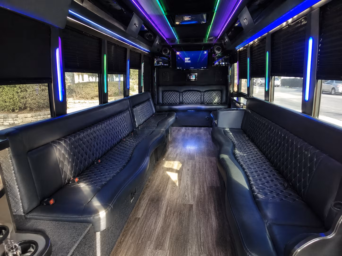 bristol 15 passenger party bus interior