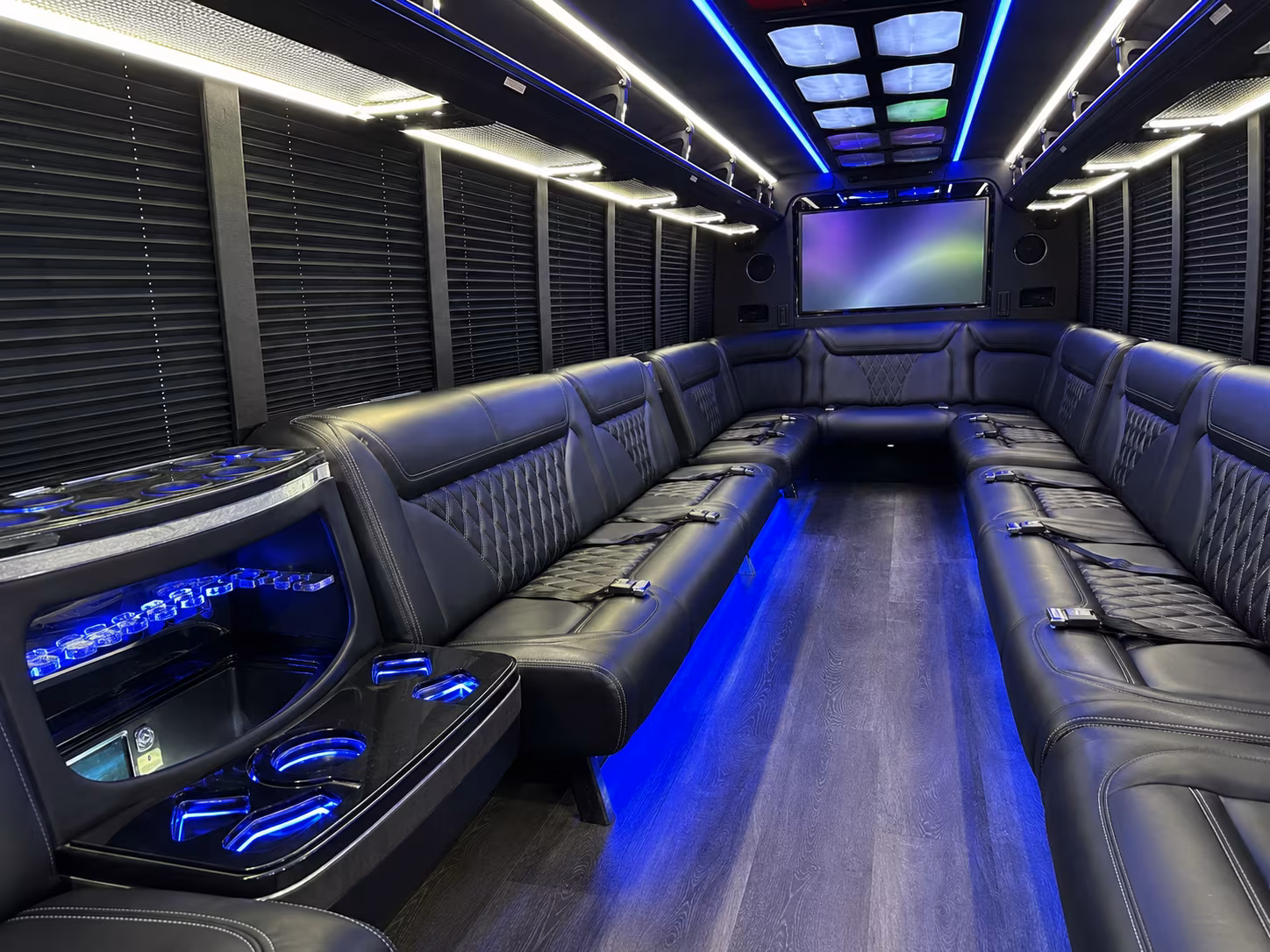 bristol 20 passenger party bus inside