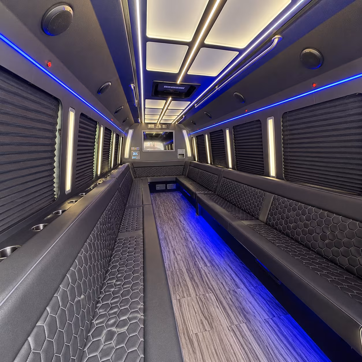 bristol 30 passenger party bus interior