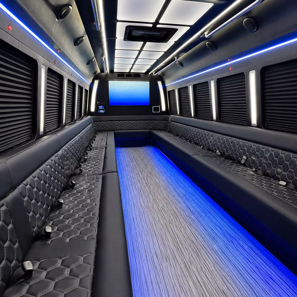 bristol 50 passenger party bus inside